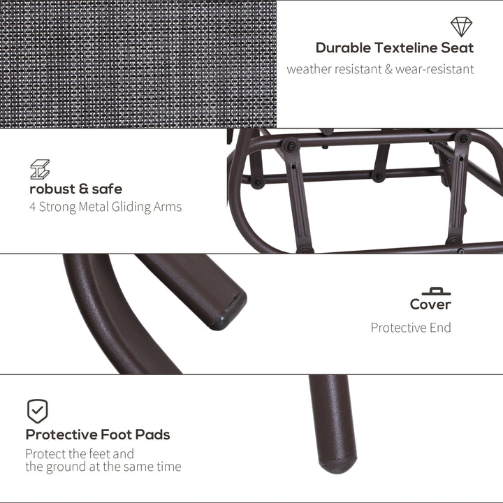 Garden Double Glider Rocking Chairs with Middle Table - Grey