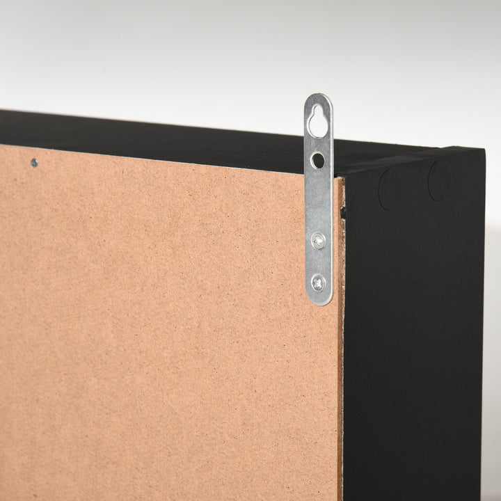 5-Tier Wall Display Shelf Unit Cabinet w/ 4 Adjustable Shelves Glass Doors Home Office Ornaments 60x80cm Black/White