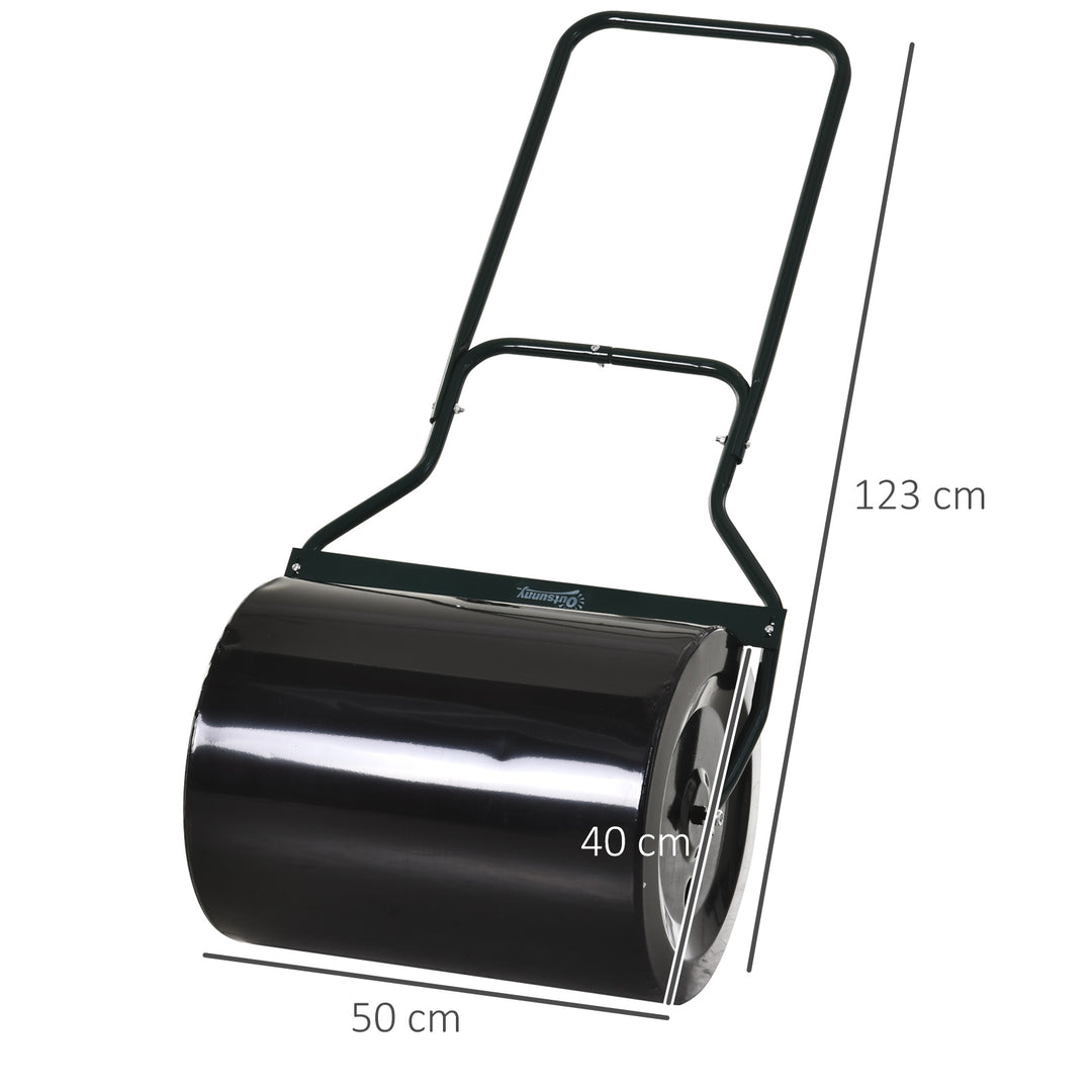 50cm Steel Garden Lawn Roller Fillable Cylinder Rolling Drum w/ Handle