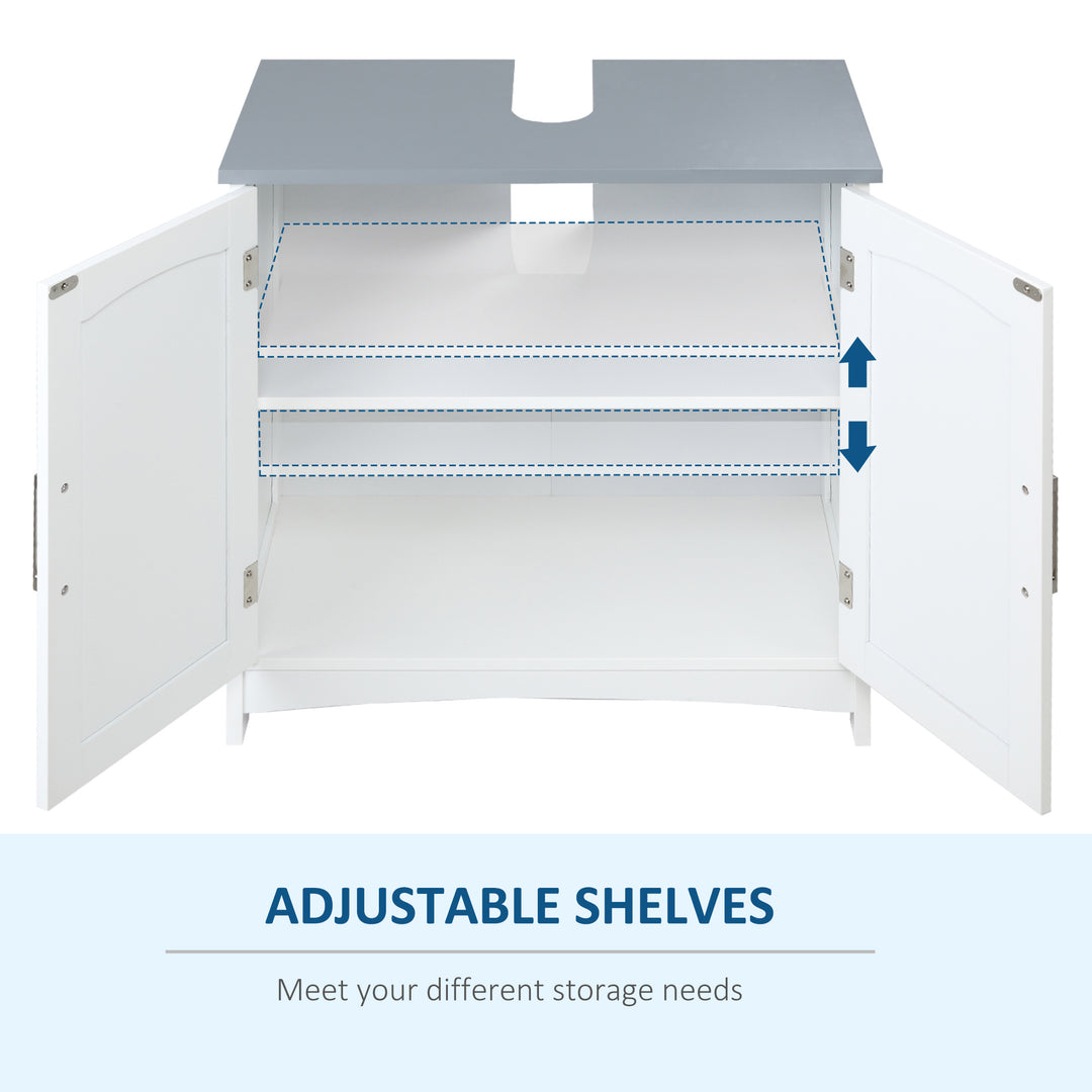 Pedestal Under Sink Cabinet with Double Doors, Modern Bathroom Vanity Unit, Storage Cupboard with Adjustable Shelves, White