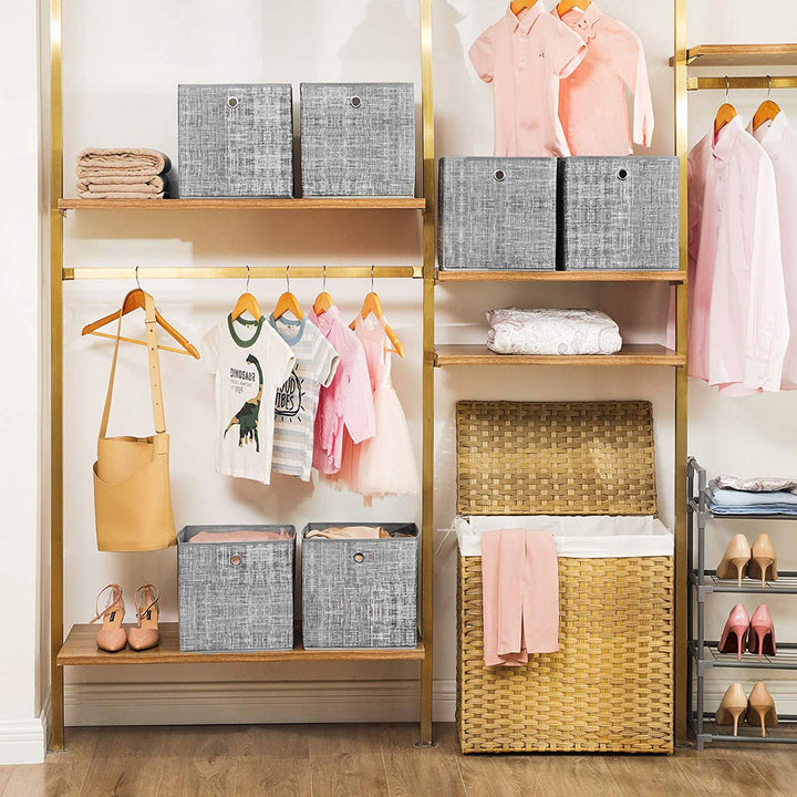 Set of 6 Grey Foldable Storage Organizer Cubes