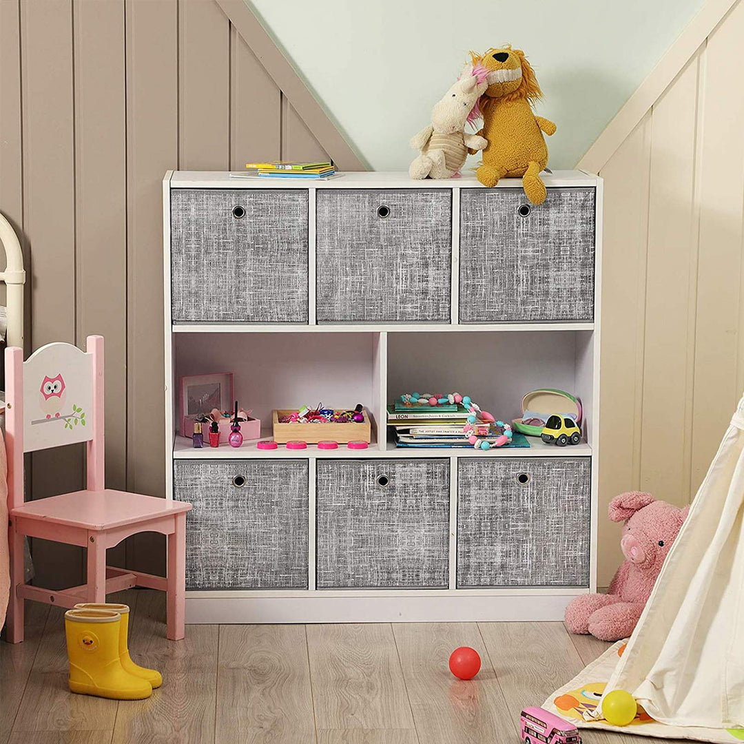 Set of 6 Grey Foldable Storage Organizer Cubes