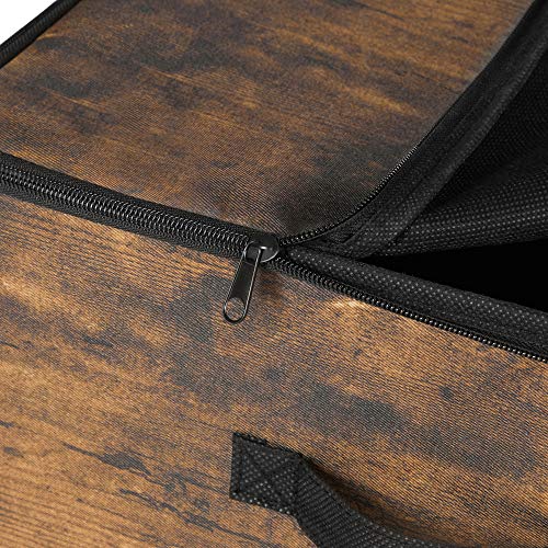 Set of 3 Brown Fabric Storage Boxes with Lid