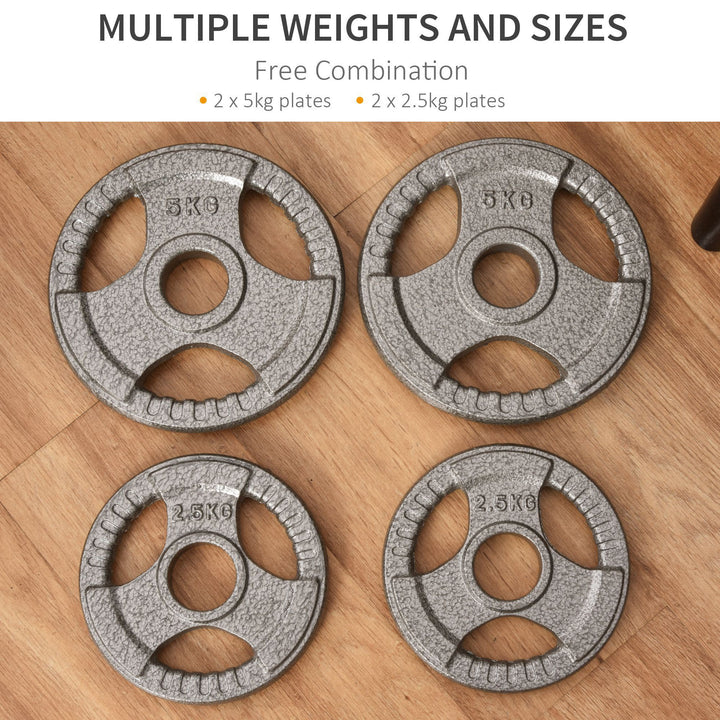 HOMCOM 4 PCS Olympic Weight Plates Grip Plate Sets for Strength and Crossfit and Weightlifting Training, Barbell Weight Set for Home