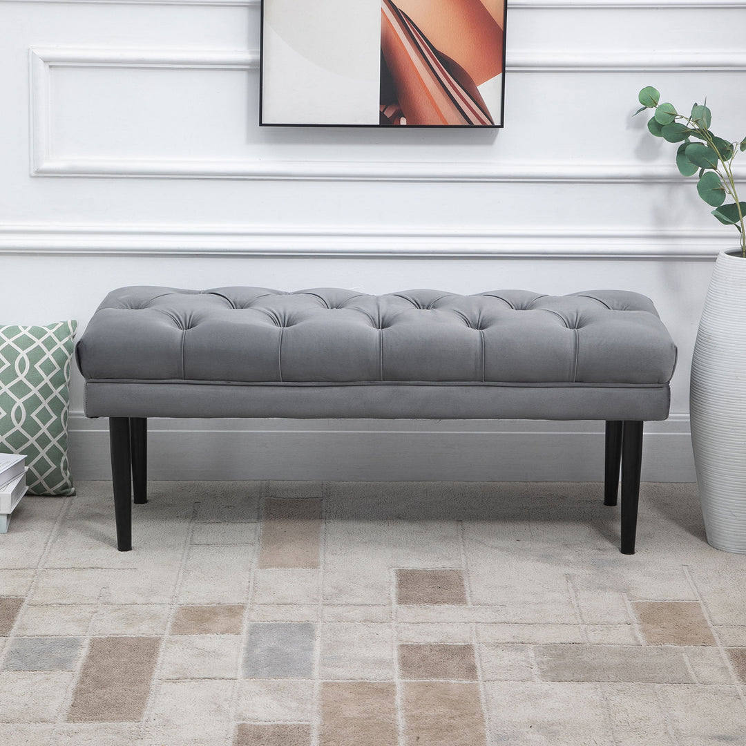 Entryway Bench, Bed End Bench, Button Tufted Window, Bedroom, Hallway, Grey
