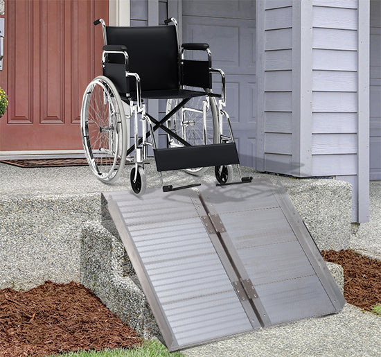 2ft Folding Aluminum Wheelchair Ramp Scooter Portable Mobility Assist Suitcase Access Aid Disabled
