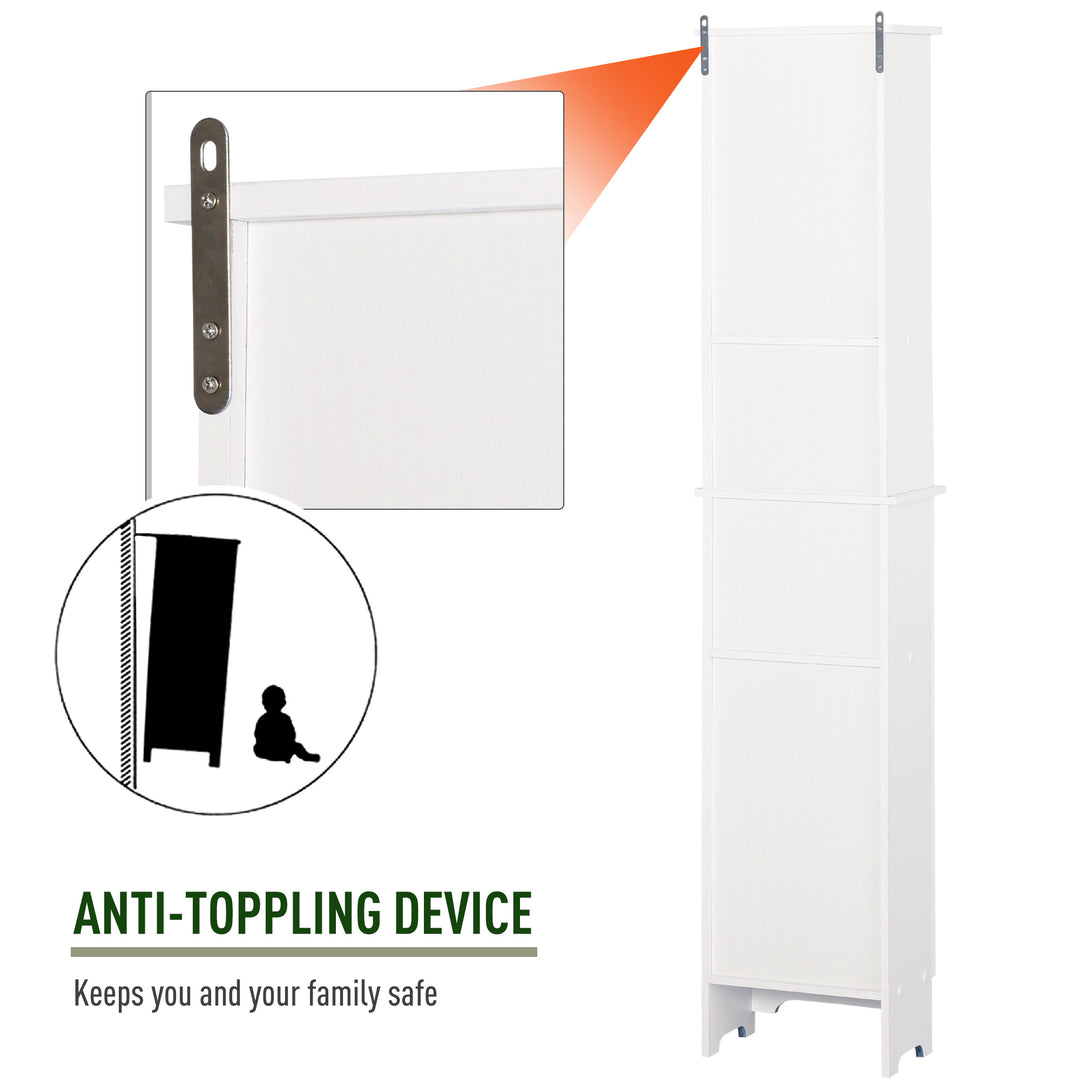 Freestanding Tallboy Bathroom Storage Cabinet w/ 6 Shelves Cupboard Tower Organisation Home Bathroom Furniture White