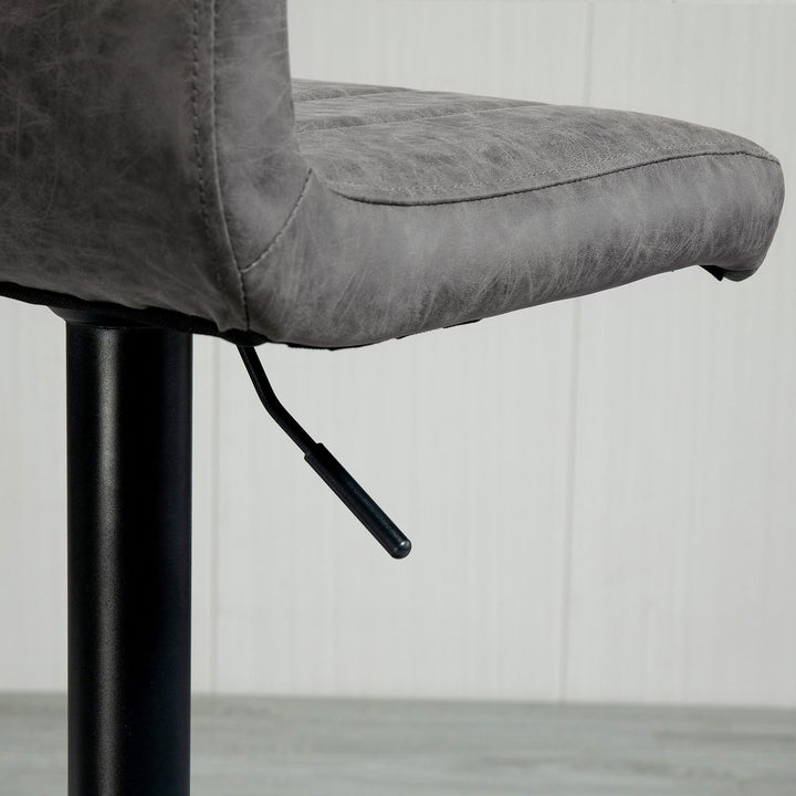 Barstools Set of 2 Adjustable Height Swivel Gas Lift PU Leather Counter Bar Chairs with Footrest, Grey