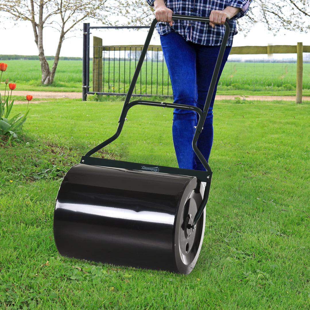 50cm Steel Garden Lawn Roller Fillable Cylinder Rolling Drum w/ Handle