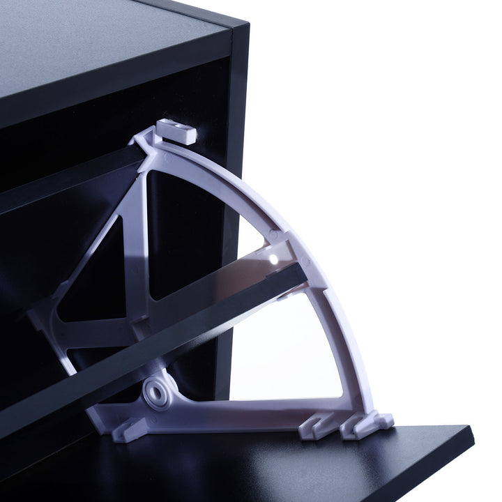 HOMCOM Shoe Cabinet Storage Cupboard 2-Tier Wood Tipping Bucket Modern Hall Organizer with Drawer Adjustable Shelf Large-Capacity Black