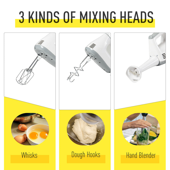 300W Stand Mixer, Hand Blender with 6 Speed, Electric Hand Whisk, 3.4 Litre Mixing Bowl, Whisk, Dough Hooks and Beater, Stainless Steel