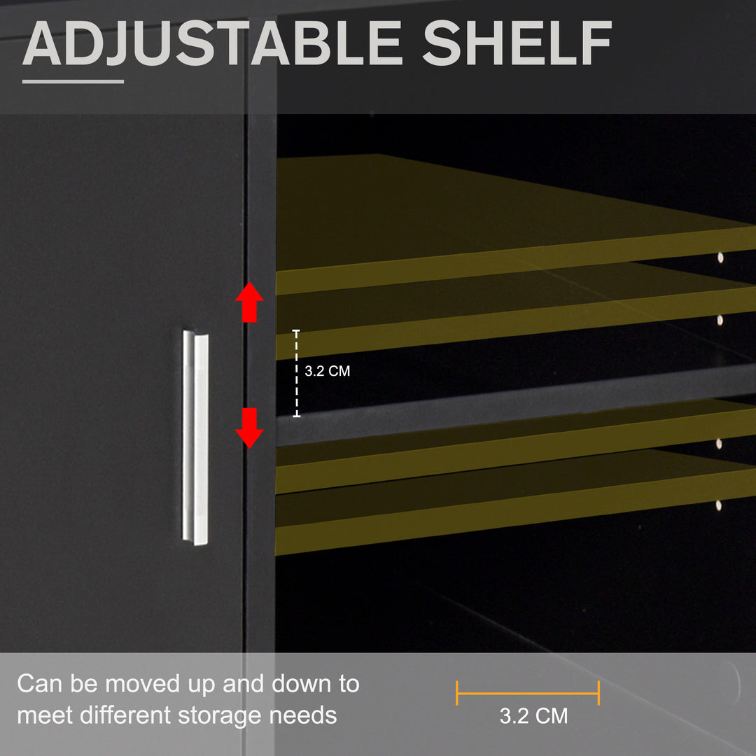 HOMCOM Multi-Storage Printer Stand Unit Office Desk Side Mobile Storage w/ Wheels Modern Style 60L x 50W x 65.5H cm - Black