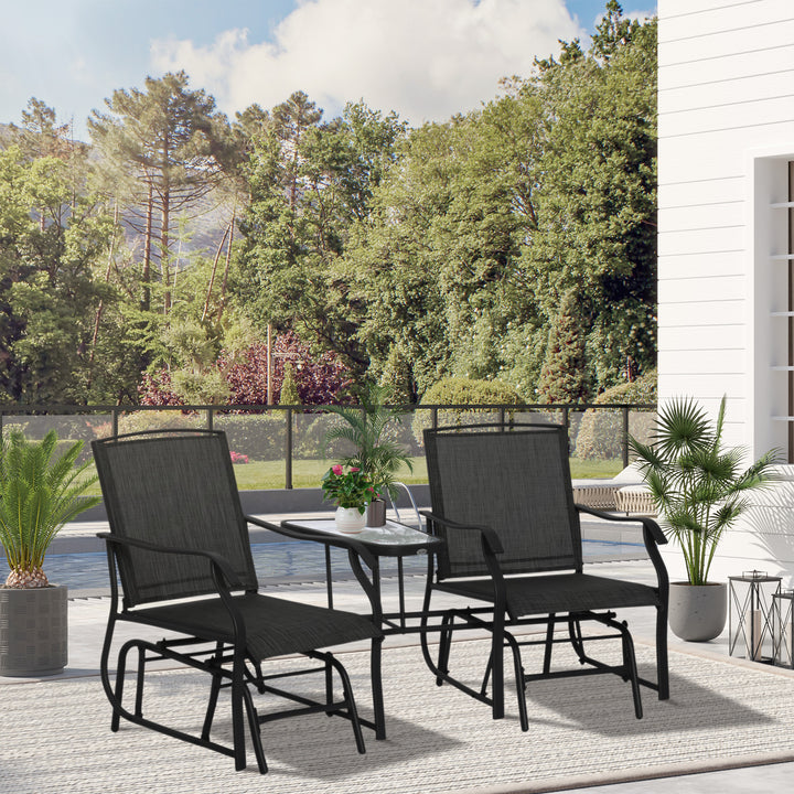 Garden Double Glider Rocking Chairs with Table