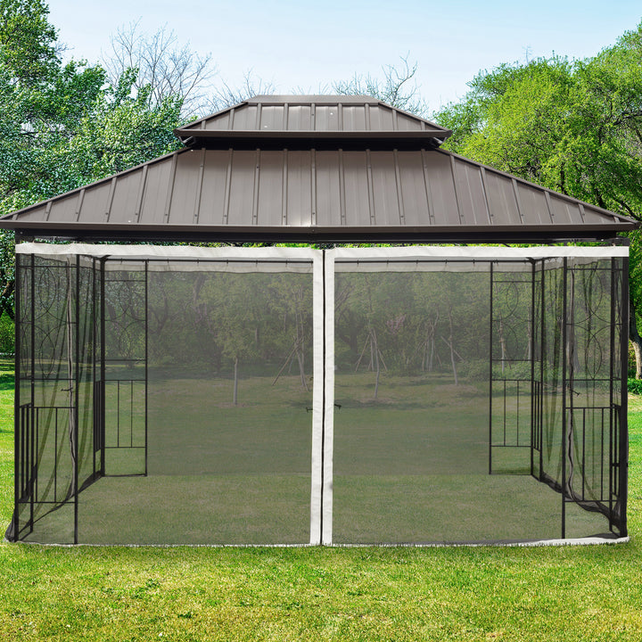 Outsunny 352 x 207cm Mosquito Netting, Universal Replacement Mesh Sidewall Netting for Patio Gazebos and Canopy Tents, (Sidewall Only) Beige