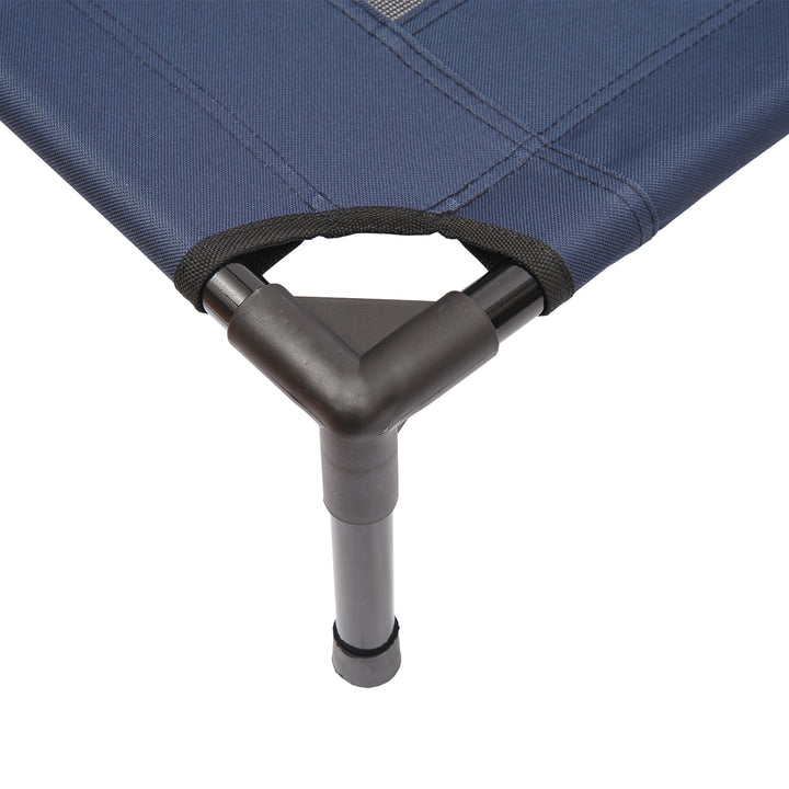 PawHut Dog Cat Puppy Pet Elevated Raised Cot Bed Portable Camping Basket – Blue (Large)