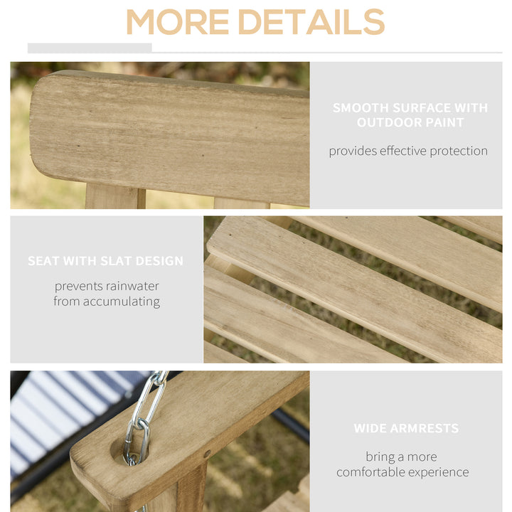 Outsunny Outdoor Outdoor Wooden 2-Seater Poch Swing Chair Hanging Hammock Garden Furniture,Natural Porch Bench Chains