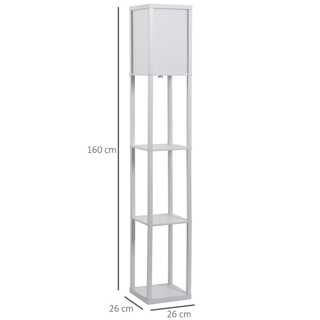 Standing Lamp, Floor Light with 4-Tier Storage Shelf, Reading Standing Lamp White