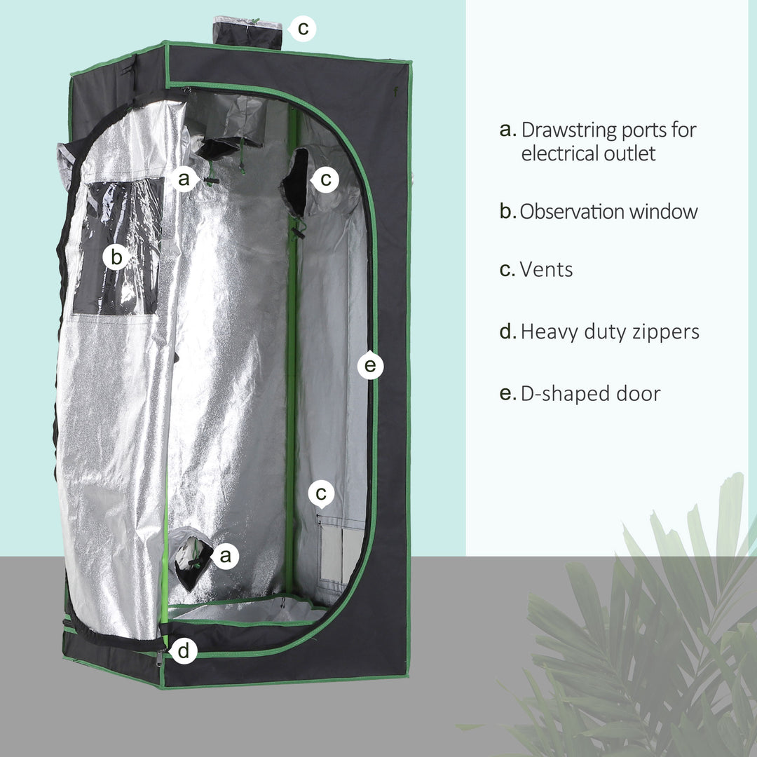 Hydroponic Plant Grow Tent  W/ Window Tool Bag, 60L x 60W x 140Hcm-Black/Green