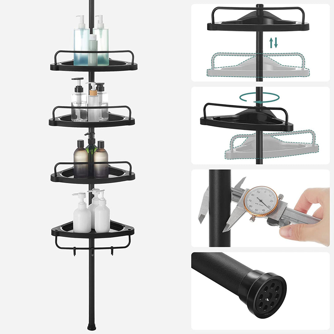 Black Adjustable Corner Bathroom Shelf