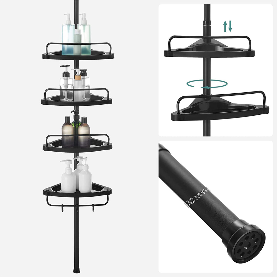 Black Adjustable Corner Bathroom Shelf