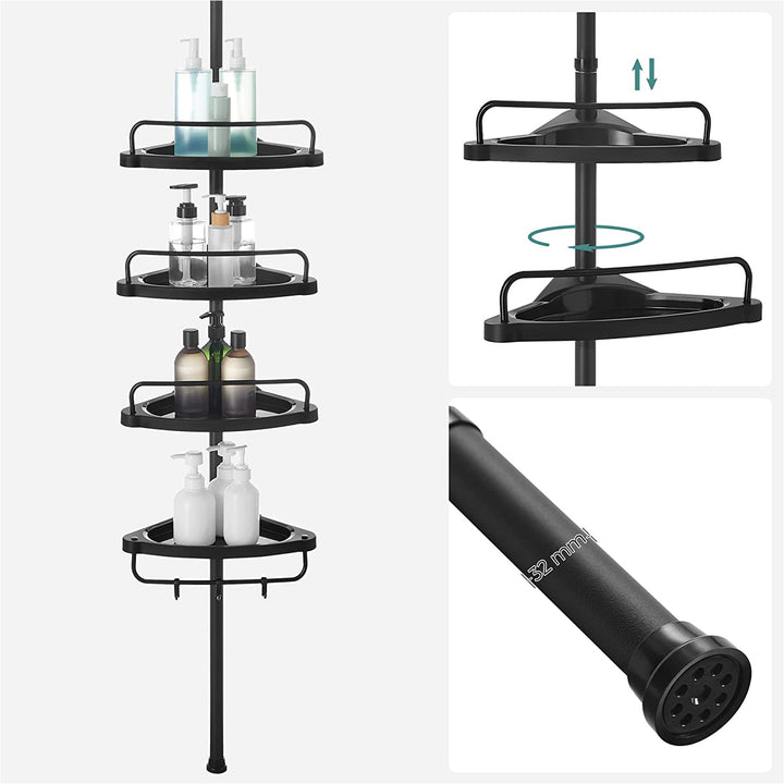 Black Adjustable Corner Bathroom Shelf