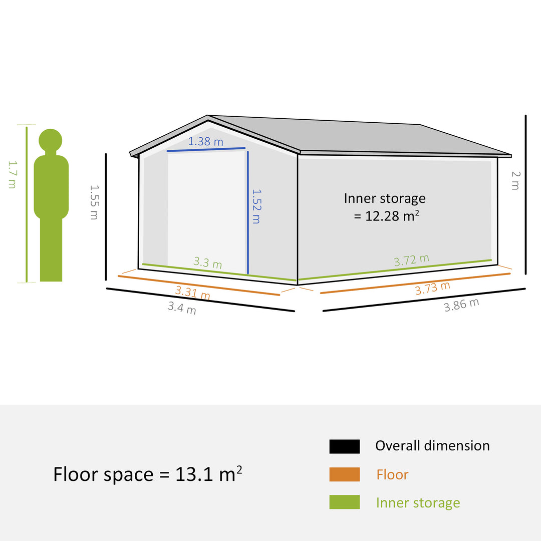 Outsunny 6.5 x 11FT Foundation Ventilation Steel Outdoor Garden Shed Grey