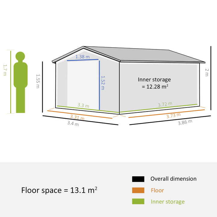 Outsunny 6.5 x 11FT Foundation Ventilation Steel Outdoor Garden Shed Grey
