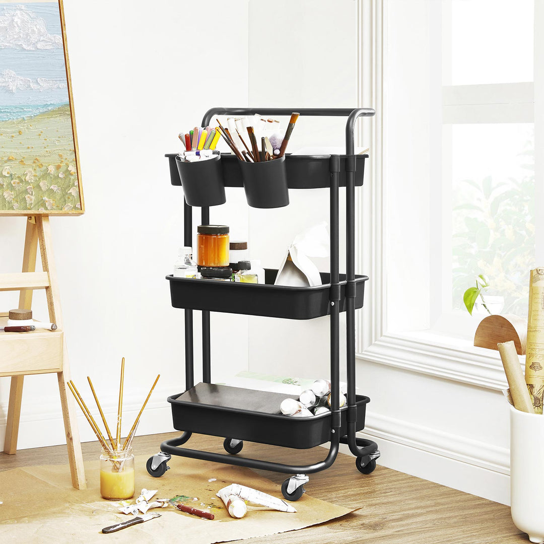 3-Tier Storage Cart Black