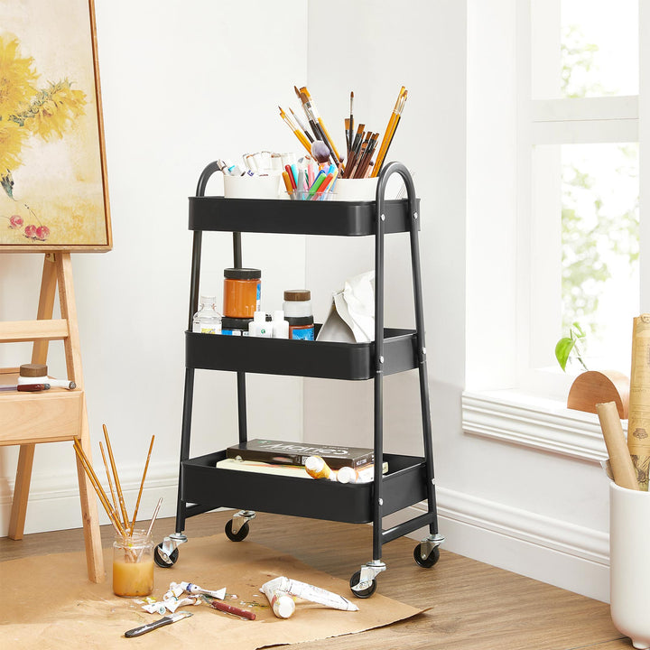 3-Tier Rolling Cart Black