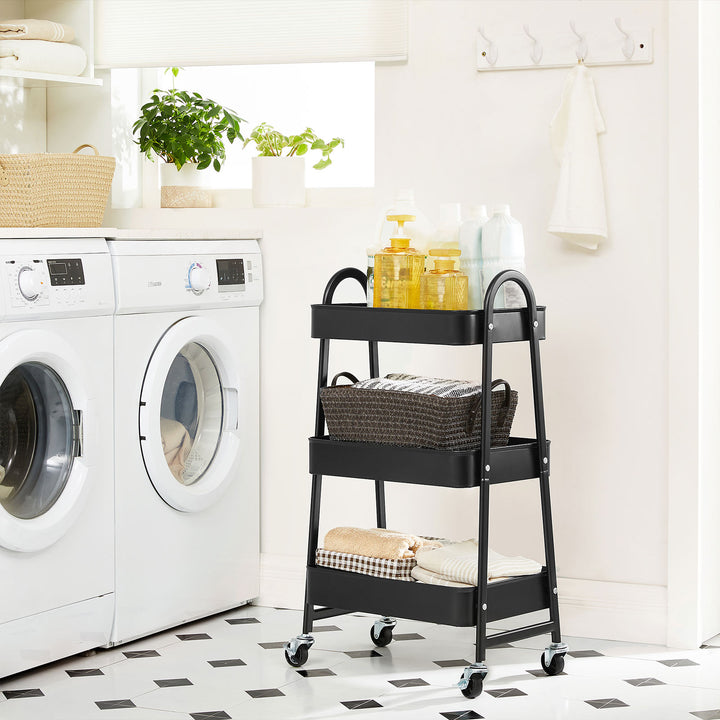 3-Tier Rolling Cart Black