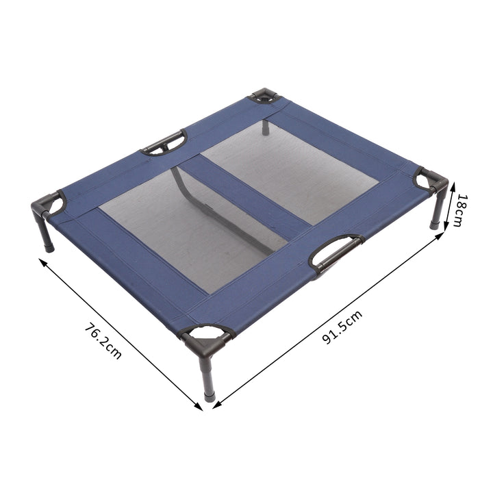 PawHut Dog Cat Puppy Pet Elevated Raised Cot Bed Portable Camping Basket – Blue (Large)