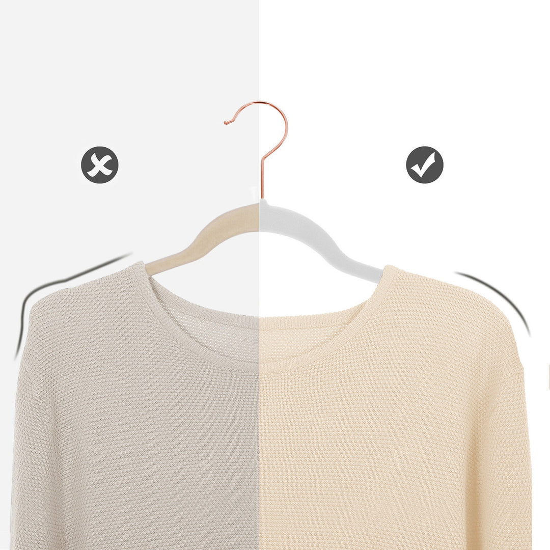 Set of 20 White Velvet Hangers with 360° Swivel Hooks