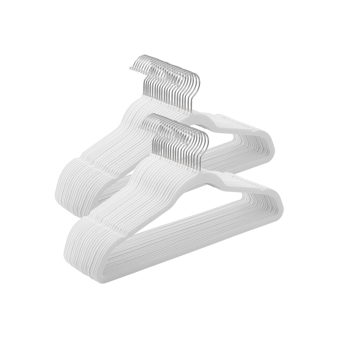 Set of 50 White Non-Slip Hangers with Swivel Hooks