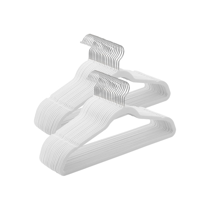 Set of 50 White Non-Slip Hangers with Swivel Hooks