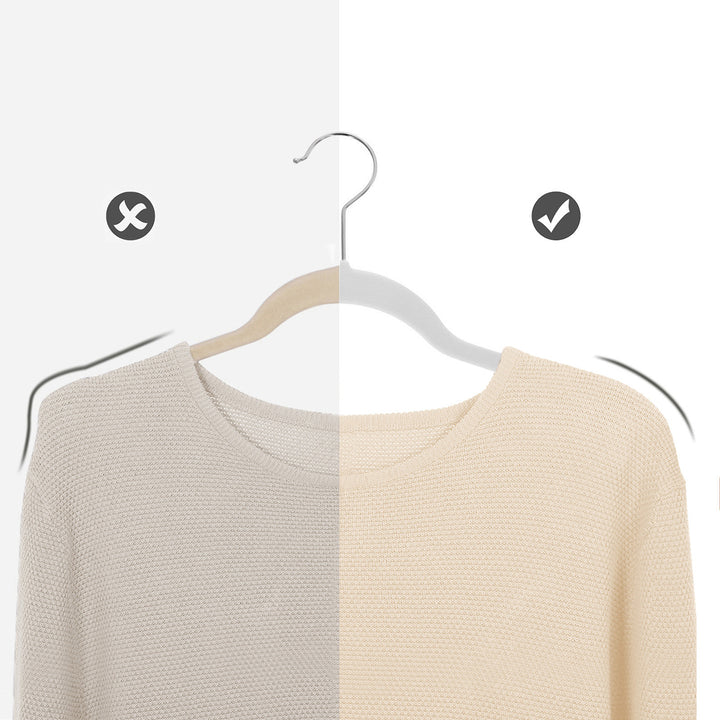 Set of 50 White Non-Slip Hangers with Swivel Hooks