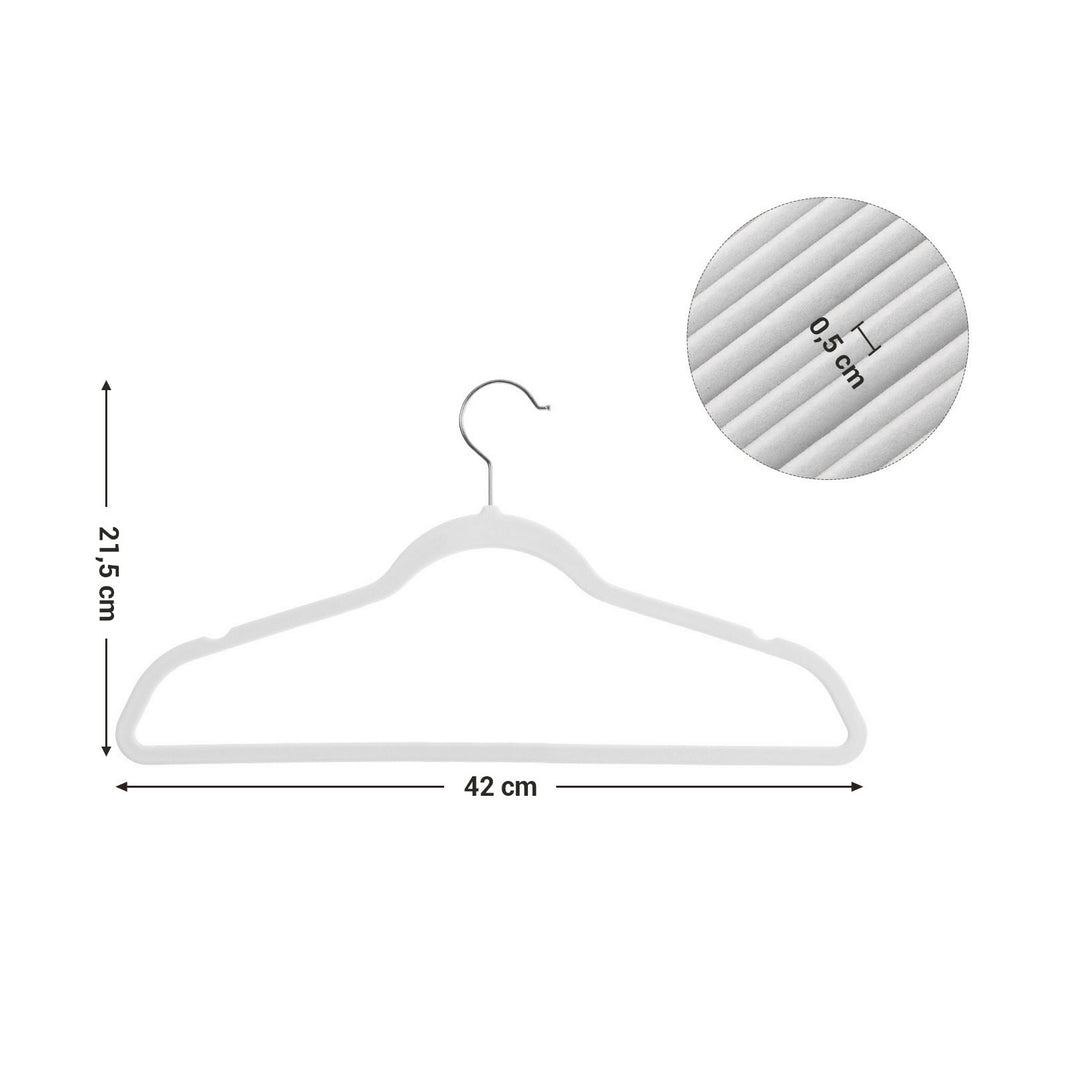 Set of 50 White Non-Slip Hangers with Swivel Hooks