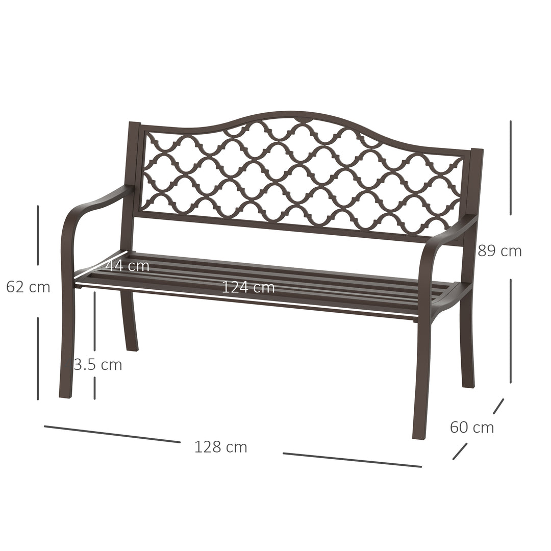 Outdoor Garden Bench Antique Style Cast Iron 2 Seater Patio Porch Park Loveseat Chair Seater - Brown