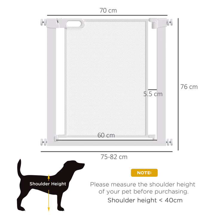 PawHut Pressure Fit Safety Gate for Doors and Stairs, Dog Gate with Auto Close, Pet Barrier for Hallways, with Double Locking Openings 75-82 cm White