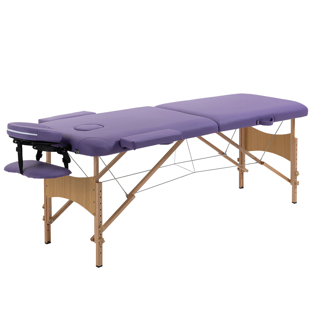 Massage Table Bed Couch Beauty Bed 2 Section Therapy Bed Lightweight Portable Folding Spa Bed Purple