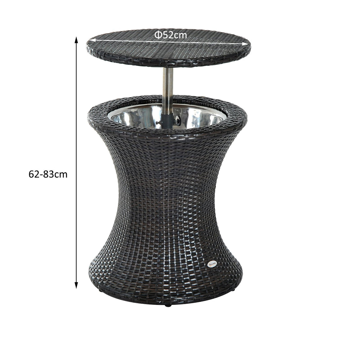 Rattan Ice Bucket Table Beer Cooler For Outdoor Patio Party Bar Garden  Brown