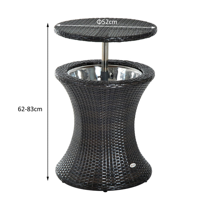 Rattan Ice Bucket Table Beer Cooler For Outdoor Patio Party Bar Garden  Brown