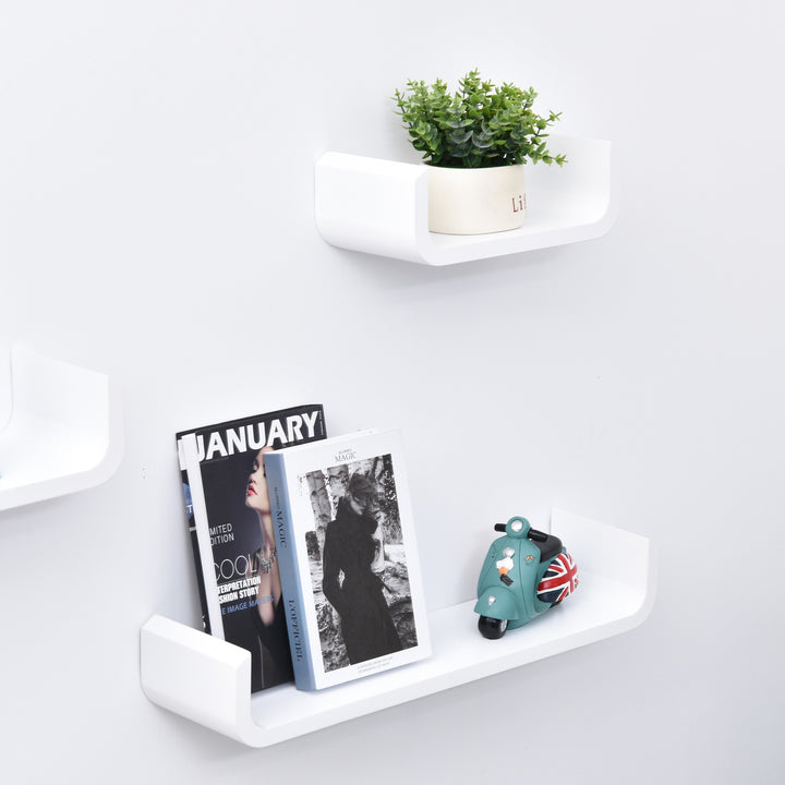 3 pcs U Shaped Floating Wall Shelves Set-White