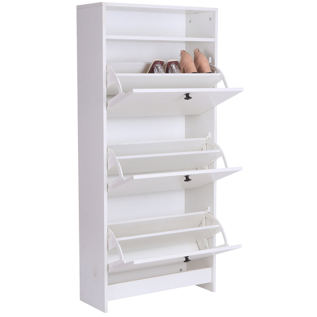 Shoe Storage Cabinet With 3 Drawers, Chipboard-White