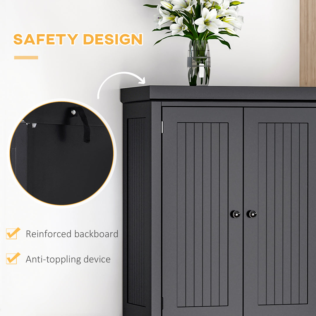 Traditional Kitchen Cupboard Freestanding Storage Cabinet with Drawer, Doors and Adjustable Shelves, Black