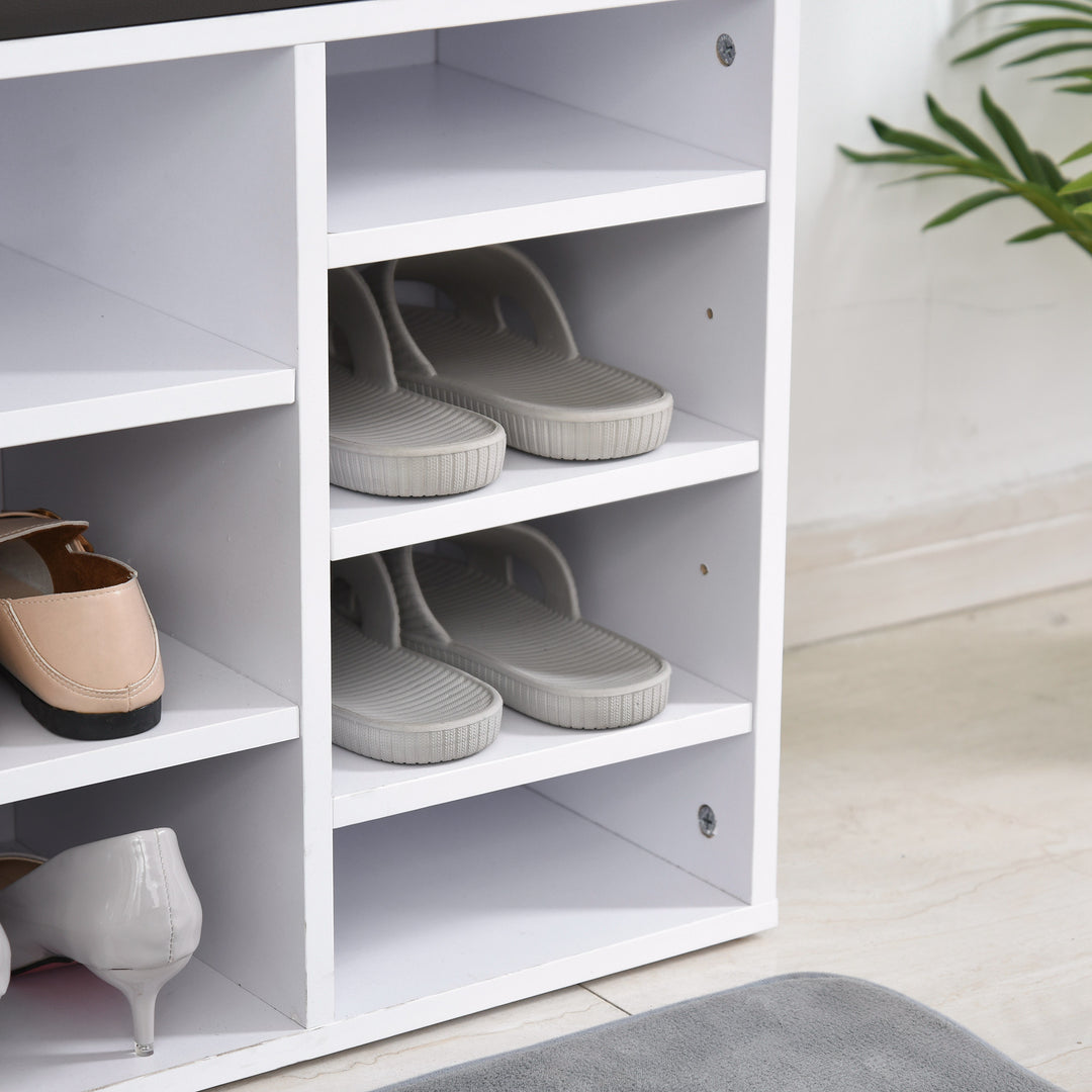 Multi-Storage Shoe Rack w/ 14 Compartments Cushion Moving Shelves - White