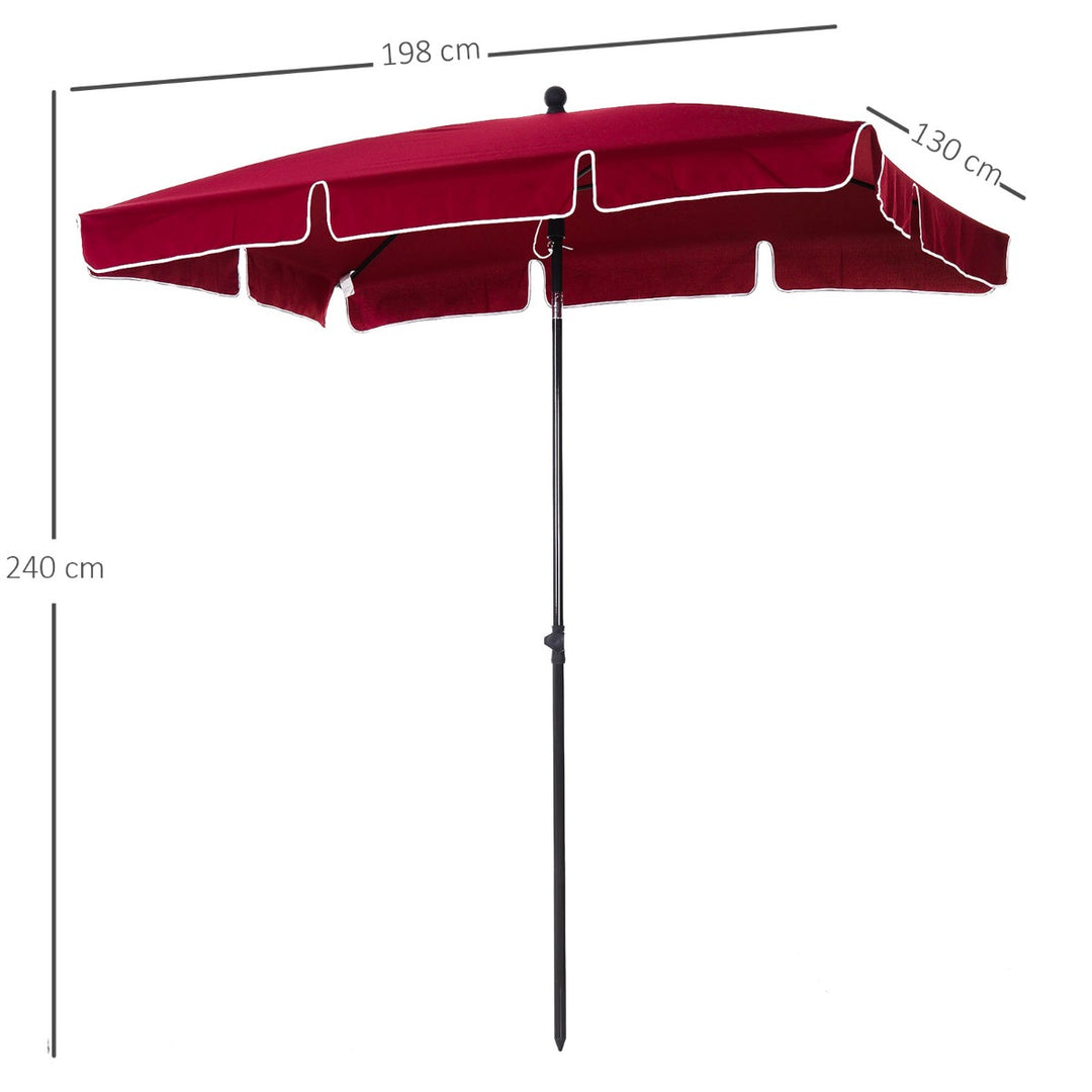 Red Rectangular Garden Parasol Aluminium Sun Umbrella Patio Garden Tilt 2M x 1.25M