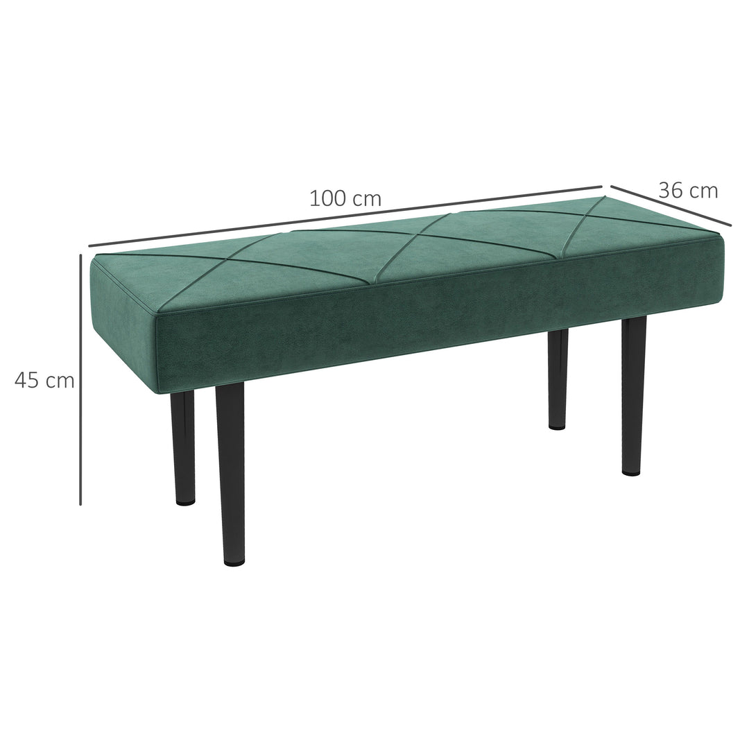 End of Bed Bench with X-Shape Design and Steel Legs, Upholstered Hallway Bench for Bedroom, Green