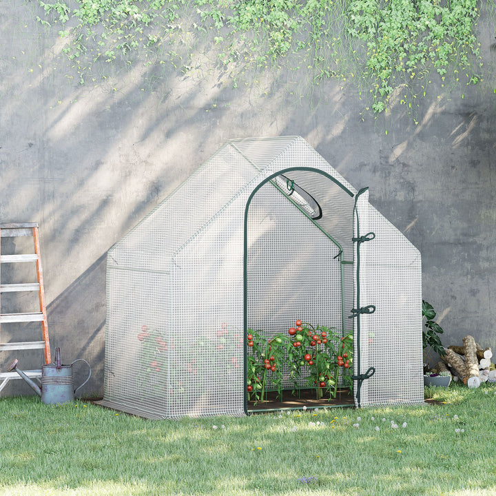 Outsunny Walk-In Greenhouse Vegetable Plant herb Garden Grow House w/ Window Roll-Up Door Steel Frame All-Year Portable, 180 x 100 x 168cm, White