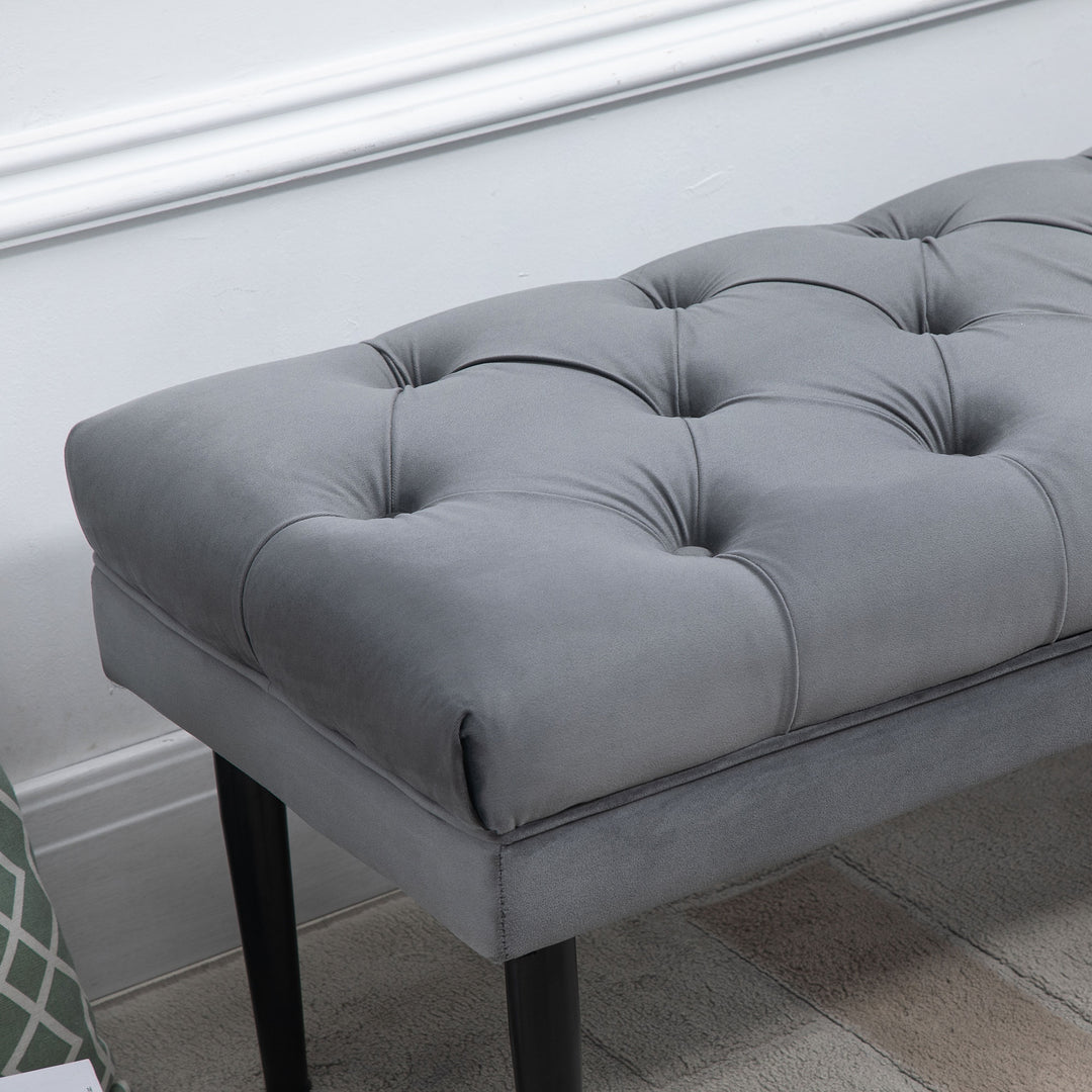 Entryway Bench, Bed End Bench, Button Tufted Window, Bedroom, Hallway, Grey