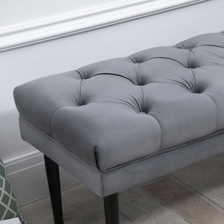 Entryway Bench, Bed End Bench, Button Tufted Window, Bedroom, Hallway, Grey